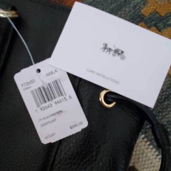 COACH ELLE Chain Tote Bag Black Pebble Leather - Picture 6 of 8